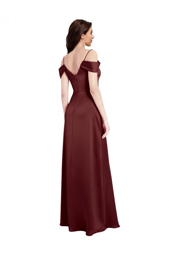 Stretch Satin Off the Shoulder Sleeveless Long Formal Dress / Bridesmaid Dress Essex