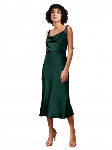 Stretch Satin Cowl Neck Sleeveless Midi Length Black Tie Evening Gown / Prom Dress / Bridesmaid Dress Essex