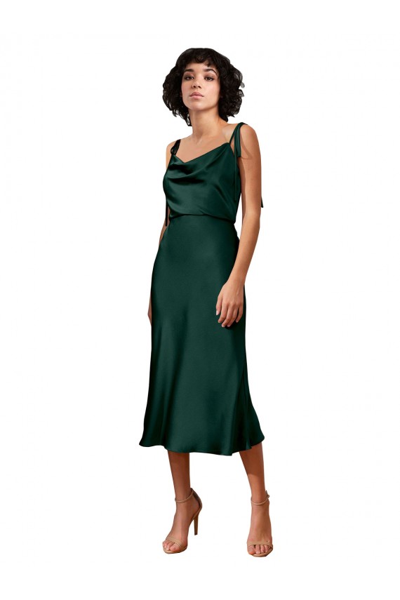 Stretch Satin Cowl Neck Sleeveless Midi Length Black Tie Evening Gown / Prom Dress / Bridesmaid Dress Essex