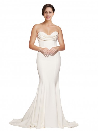 Stretch Satin Cowl Neck Sleeveless Low Back Sweep Train Formal Evening Gown / Prom Dress / Bridesmaid Dress Essex