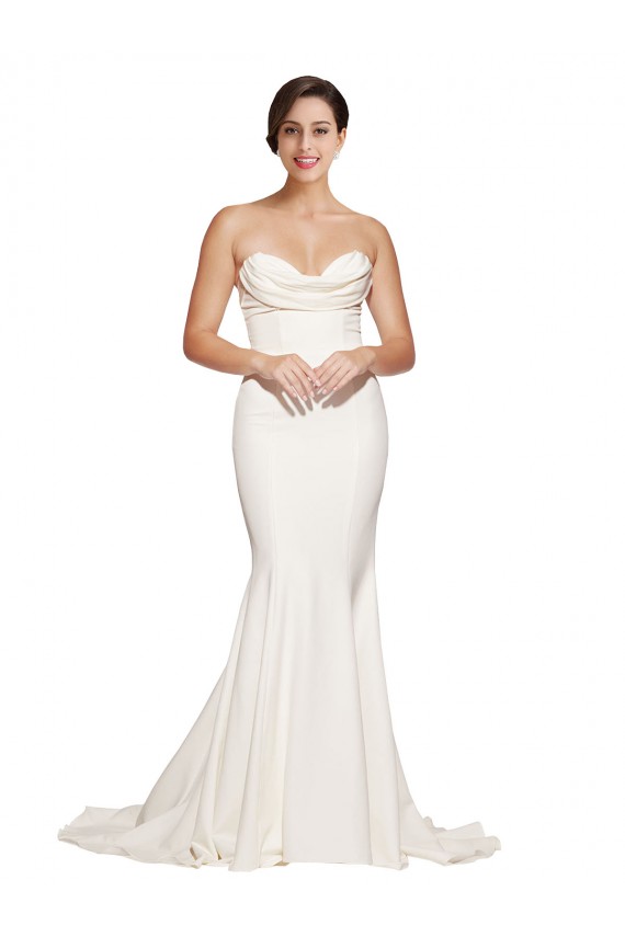 Stretch Satin Cowl Neck Sleeveless Low Back Sweep Train Formal Evening Gown / Prom Dress / Bridesmaid Dress Essex