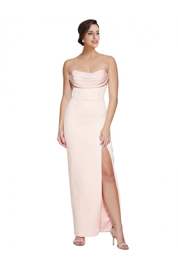 Stretch Satin Cowl Neck Sleeveless Low Back Long Formal Evening Gown / Prom Dress / Bridesmaid Dress Essex