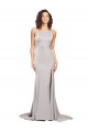 Stretch Satin High Neck Sleeveless Low Back Sweep Train Formal Evening Gown / Prom Dress / Bridesmaid Dress Essex