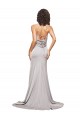 Stretch Satin High Neck Sleeveless Low Back Sweep Train Formal Evening Gown / Prom Dress / Bridesmaid Dress Essex
