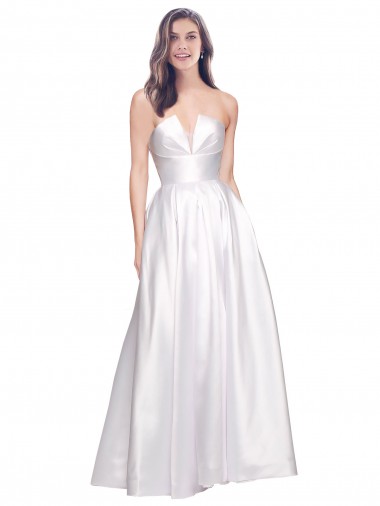 Stretch Satin Strapless Sleeveless Low Back Long Formal Evening Gown / Prom Dress / Bridesmaid Dress Essex