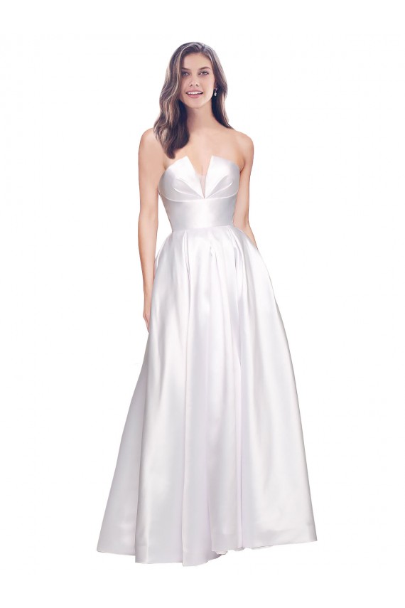 Stretch Satin Strapless Sleeveless Low Back Long Formal Evening Gown / Prom Dress / Bridesmaid Dress Essex