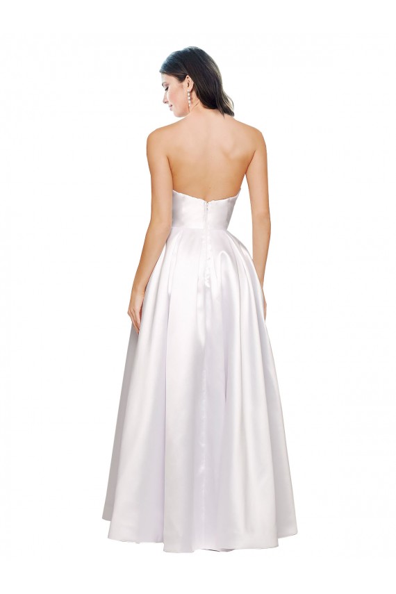 Stretch Satin Strapless Sleeveless Low Back Long Formal Evening Gown / Prom Dress / Bridesmaid Dress Essex