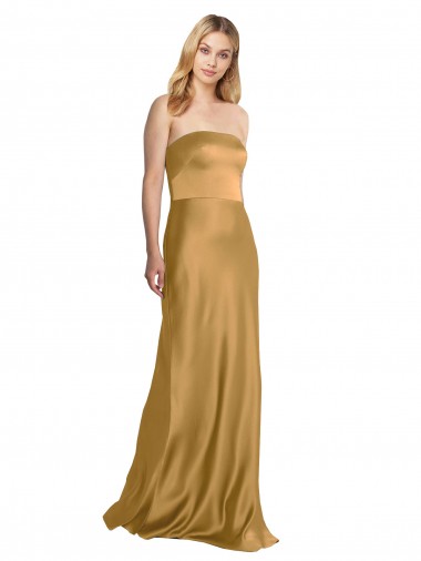 Stretch Satin Strapless Sleeveless Long Formal Evening Gown / Prom Dress / Bridesmaid Dress Essex