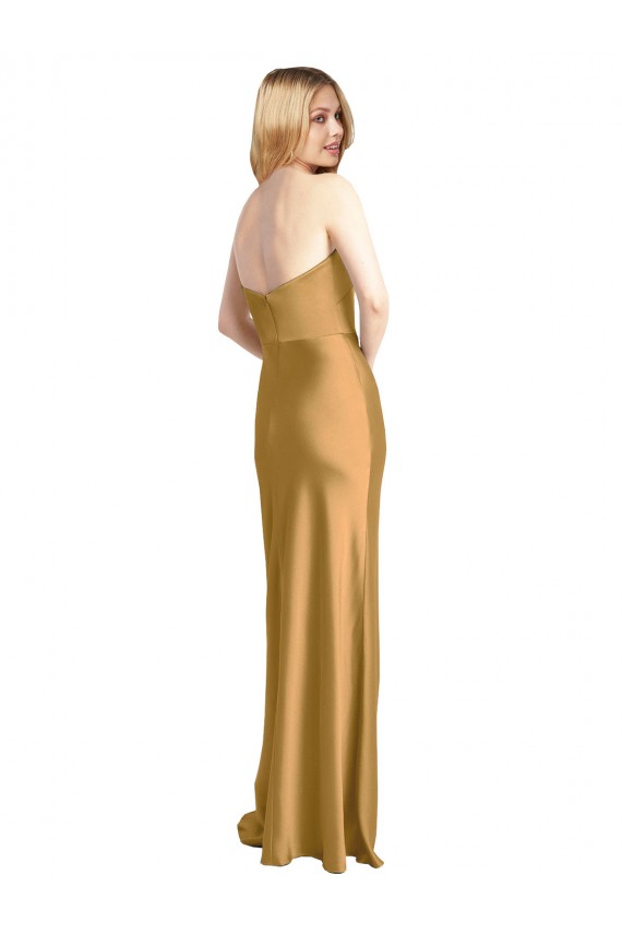 Stretch Satin Strapless Sleeveless Long Formal Evening Gown / Prom Dress / Bridesmaid Dress Essex