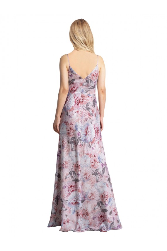 Stretch Satin & Floral Cowl Neck Sleeveless Long Formal Evening Gown / Bridesmaid Dress Essex