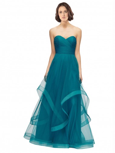 Tulle Strapless Sleeveless Long Bridesmaid Dress Essex