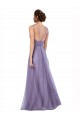 Tulle Spaghetti Straps Sleeveless V-Back Long Bridesmaid Dress Essex