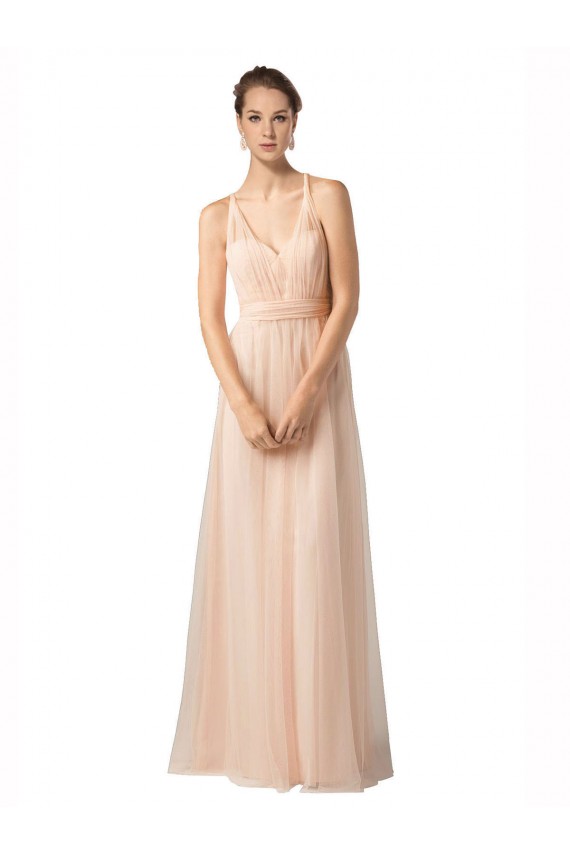 Tulle Sweetheart Sleeveless Nude Long Bridesmaid Dress / Evening Dress Essex