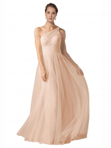 Tulle Spaghetti Straps Sleeveless Keyhole Back Long Formal Dress / Bridesmaid Dress Essex