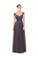 Tulle Sweetheart Cap Sleeves Pewter Long Bridesmaid Dress Essex