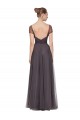 Tulle Sweetheart Cap Sleeves Pewter Long Bridesmaid Dress Essex