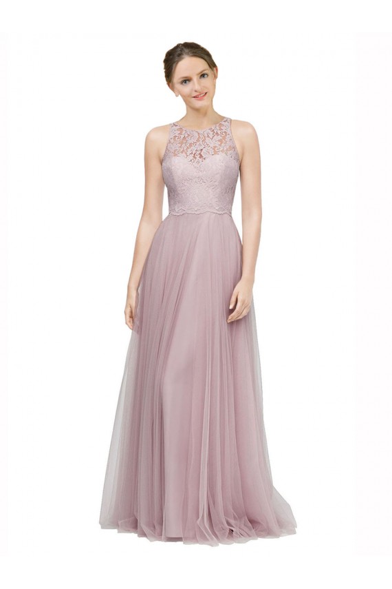 Tulle & Lace Sweetheart Sleeveless Long Bridesmaid Dress Essex