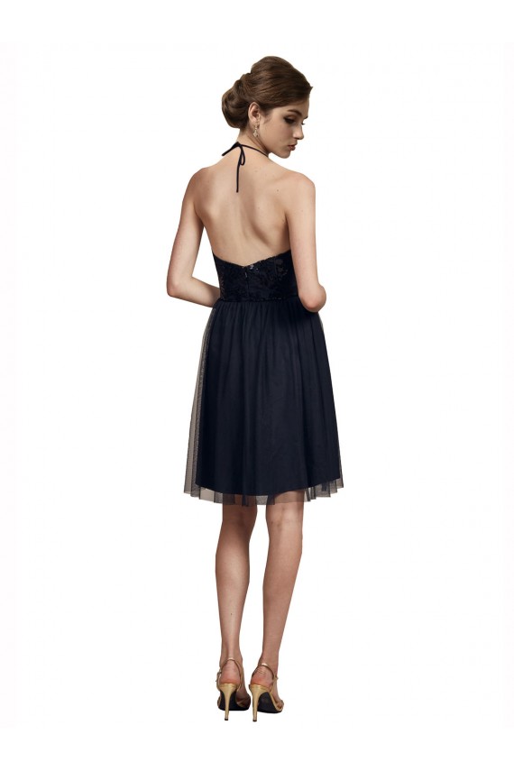 Tulle Halter Neck Sleeveless Knee Length Bridesmaid Gown Essex