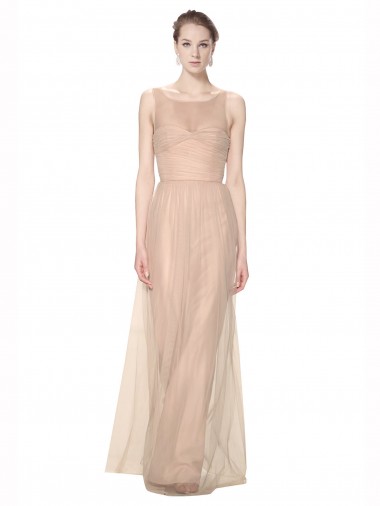 Tulle Illusion Neck Sleeveless Long Bridesmaid Dress Essex
