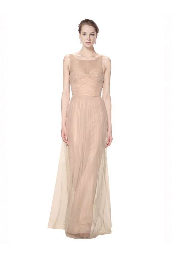 Tulle Illusion Neck Sleeveless Long Bridesmaid Dress Essex