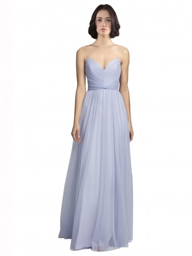 Tulle Spaghetti Straps Sleeveless Lilac Long Bridesmaid Dress Essex