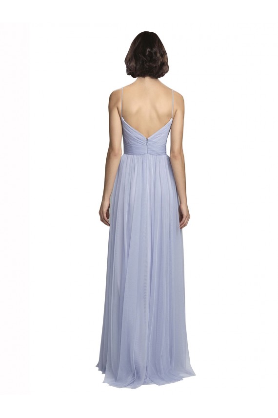 Tulle Spaghetti Straps Sleeveless Lilac Long Bridesmaid Dress Essex