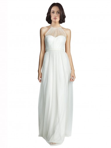 Tulle Halter Neck Sleeveless Long Bridesmaid Dress Essex