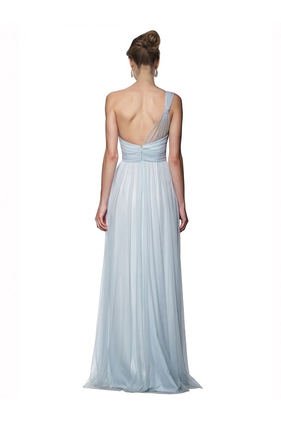 Tulle One Shoulder Sleeveless Mist Long Bridesmaid Dress Essex