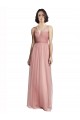 Tulle V-Neck Sleeveless Rose Pink Long Bridesmaid Dress Essex