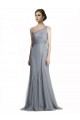 Tulle One Shoulder Sleeveless Slate Grey Long Bridesmaid Dress Essex