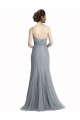 Tulle One Shoulder Sleeveless Slate Grey Long Bridesmaid Dress Essex