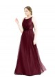 Tulle Boat Neck Sleeveless Keyhole Back Long Semi Formal Evening Dress / Bridesmaid Dress Essex
