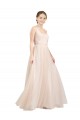 Tulle Scoop Neck Sleeveless Open Back Long Semi Formal Evening Dress / Bridesmaid Dress Essex