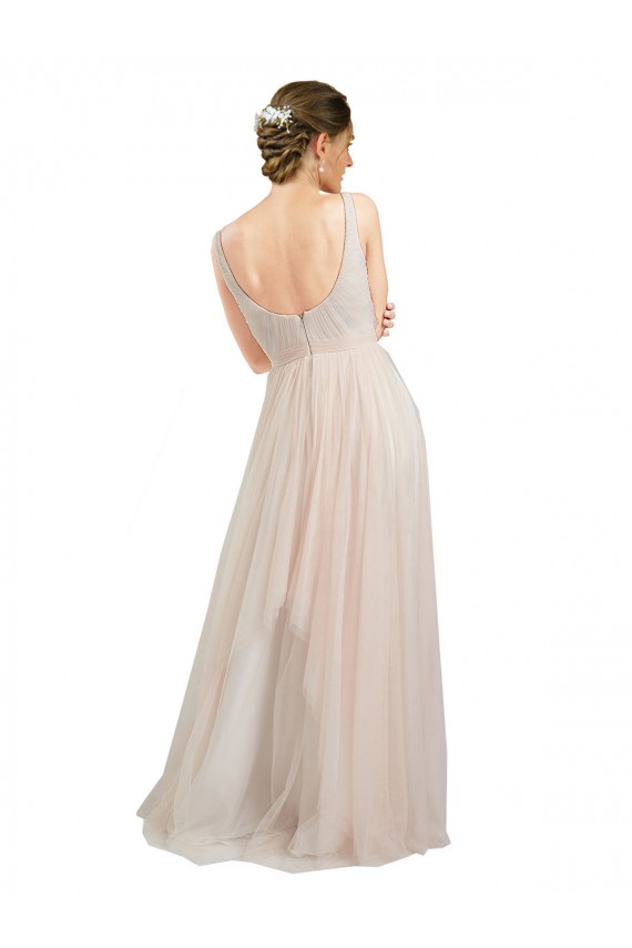 Tulle Scoop Neck Sleeveless Open Back Long Semi Formal Evening Dress / Bridesmaid Dress Essex