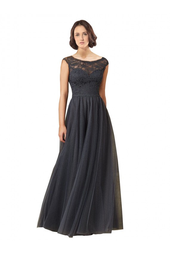 Tulle & Lace Bateau Neck Cap Sleeves Long Bridesmaid Dress Essex