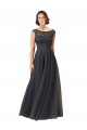 Tulle & Lace Bateau Neck Cap Sleeves Long Bridesmaid Dress Essex