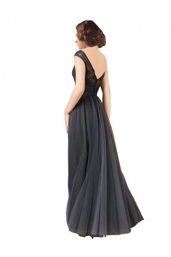 Tulle & Lace Bateau Neck Cap Sleeves Long Bridesmaid Dress Essex