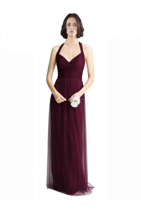 Tulle Halter Neck Sleeveless Keyhole Back Long Bridesmaid Dress / Evening Dress Essex