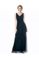 Tulle V-Neck Sleeveless Blue Long Bridesmaid Dress Essex