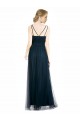 Tulle V-Neck Sleeveless Blue Long Bridesmaid Dress Essex