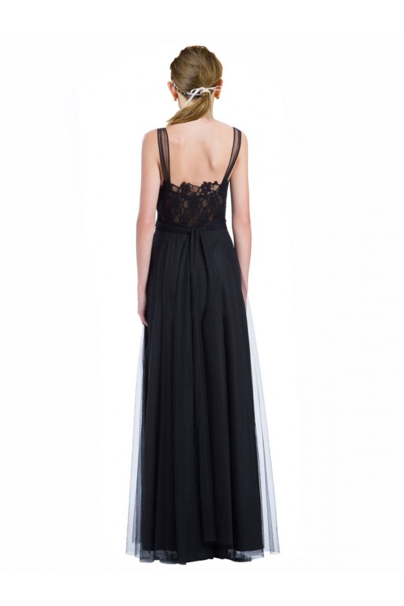 Tulle & Lace Bateau Neck Sleeveless Low Back Long Bridesmaid Dress Essex