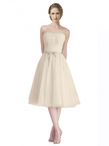 Tulle Strapless Sleeveless Cocktail Length Bridesmaid Dress Essex