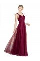 Tulle V-Neck Sleeveless Open Back Long Bridesmaid Dress Essex