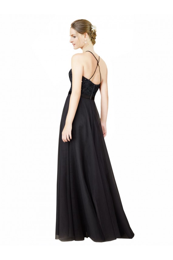 Tulle & Lace Sweetheart Sleeveless Open Back Long Bridesmaid Dress Essex