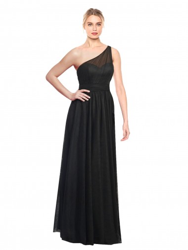 Tulle One Shoulder Sleeveless Long Bridesmaid Dress / Evening Dress Essex