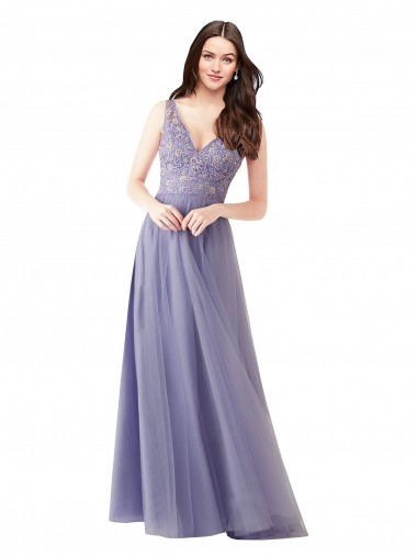 Tulle & Lace Sweetheart Sleeveless V-Back Long Formal Dress / Bridesmaid Dress Essex