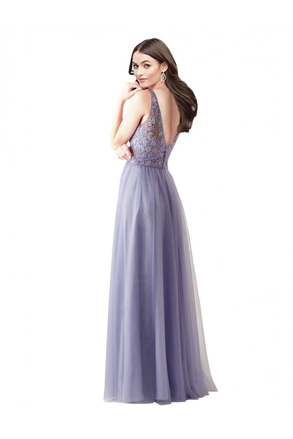 Tulle & Lace Sweetheart Sleeveless V-Back Long Formal Dress / Bridesmaid Dress Essex