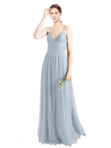 Tulle Spaghetti Straps Sleeveless Open Back Long Evening Dress / Bridesmaid Dress Essex