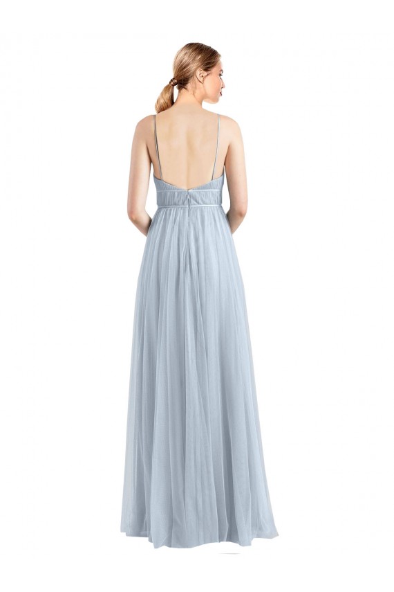 Tulle Spaghetti Straps Sleeveless Open Back Long Evening Dress / Bridesmaid Dress Essex