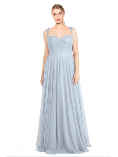 Tulle Spaghetti Straps Sleeveless Long Evening Gown / Bridesmaid Dress Essex